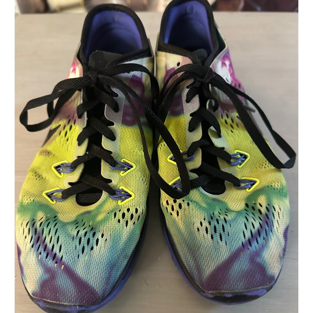 Nike Free TR Fit 5 Womens‎ Training Shoes Tie Dye Volt Purple 704695-002 Size 6